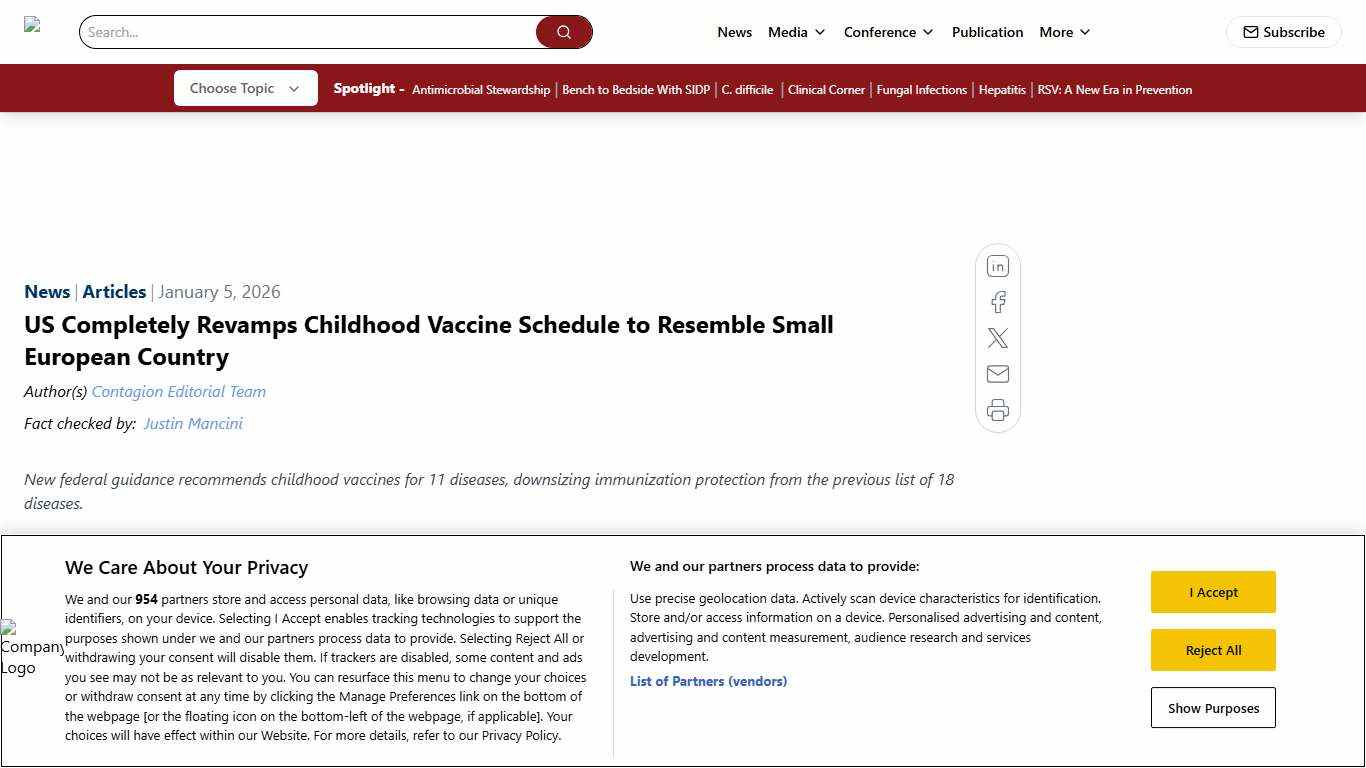 US Completely Revamps Childhood Vaccine Schedule to Resemble Small European Country Contagion Live